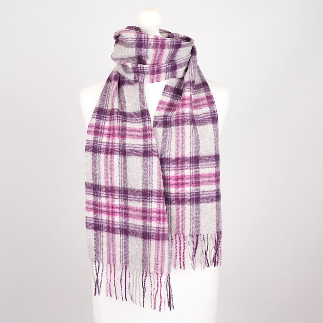 Edinburgh 100% Lambswool Scarf – Premium Soft Wool Wrap - STEWART PURPLE