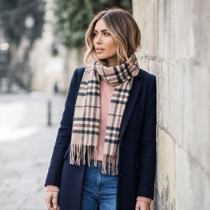 Edinburgh 100% Lambswool Scarf – Premium Soft Wool Wrap - THOMSON LIGHT BEIGE