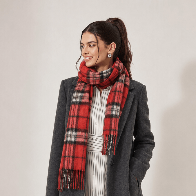 Edinburgh 100% Lambswool Scarf – Premium Soft Wool Wrap - THOMSON RED