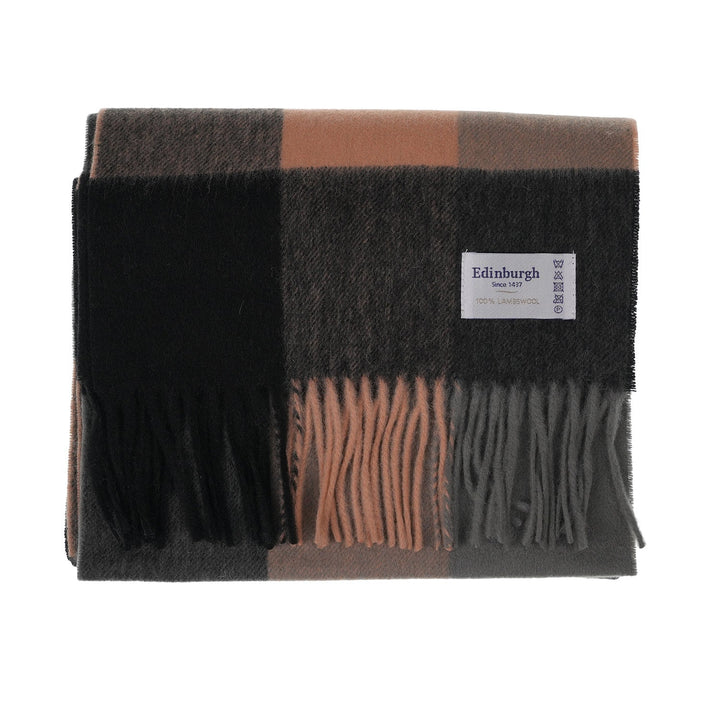 Edinburgh 100% Lambswool Tartan Scarf 3 Square Camel Mix 3 Square Camel Mix