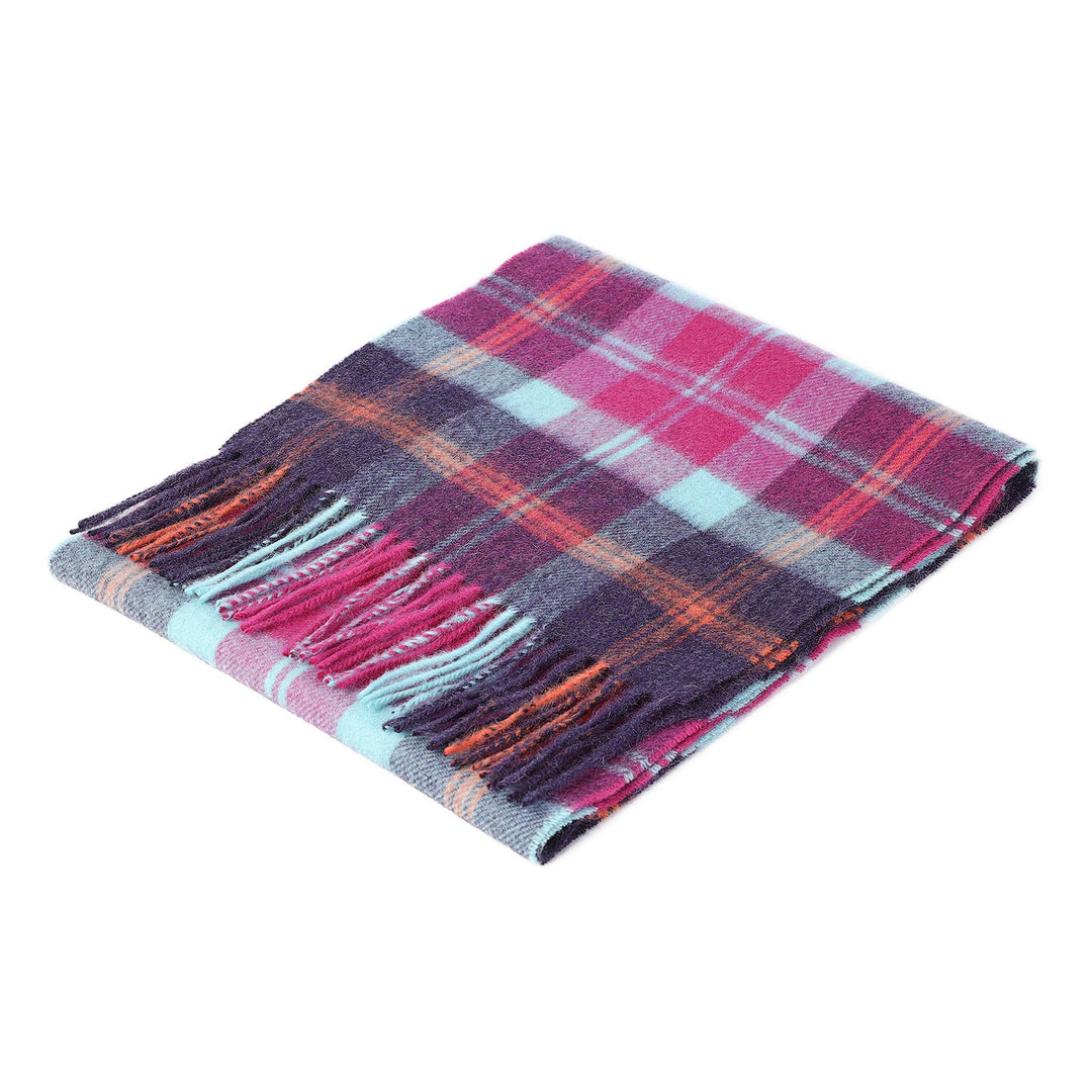 .Edinburgh 100% Lambswool Scarf – Premium Soft Wool Wrap - BAIRD CHECK TURQUOISE