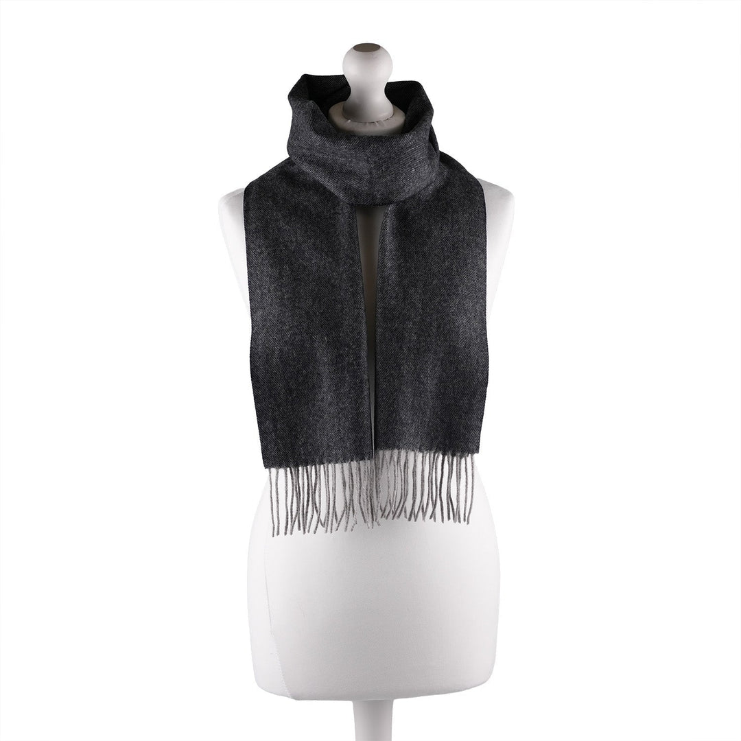 Edinburgh 100% Lambswool Tartan Scarf Herringbone Navy