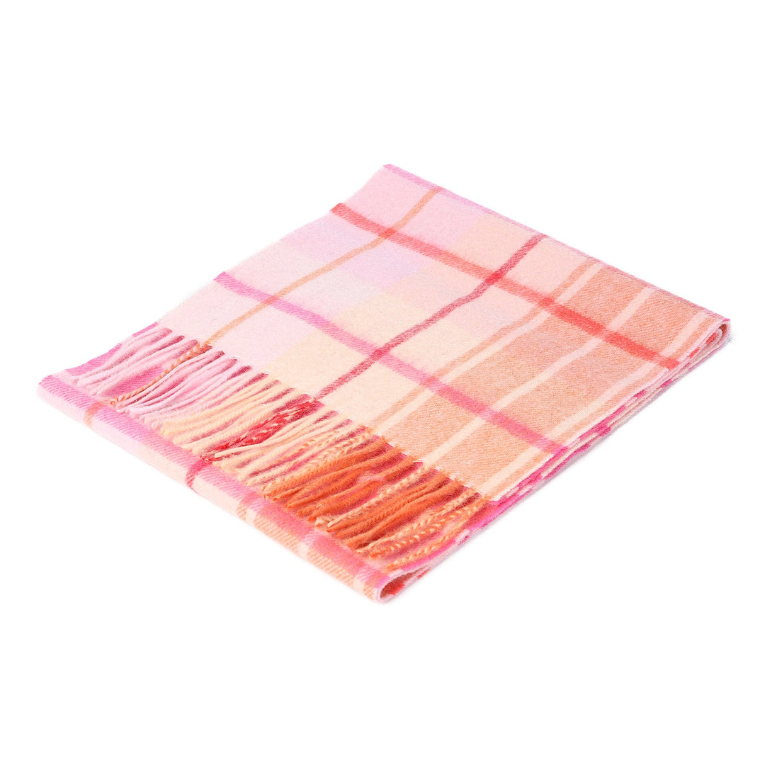 .Edinburgh 100% Lambswool Scarf – Premium Soft Wool Wrap - MILL CHECK GINGER