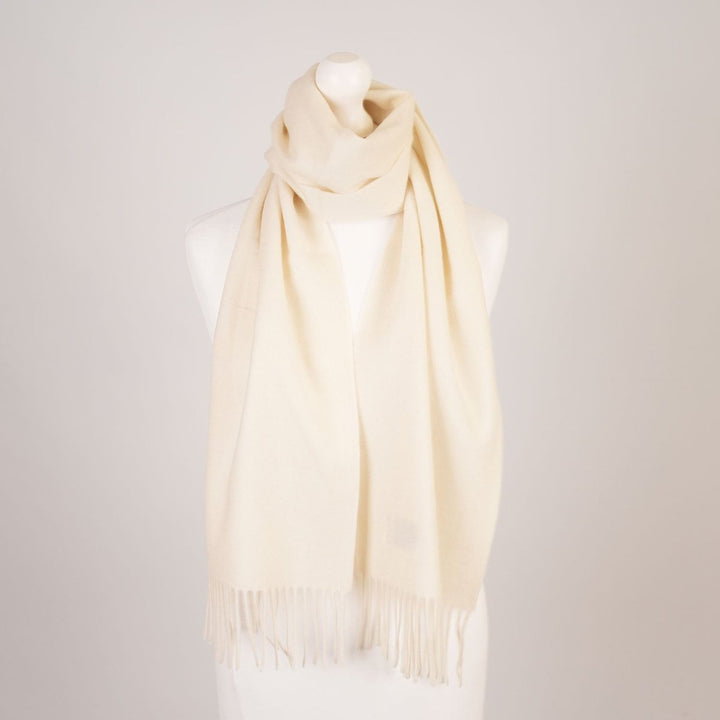 Edinburgh 100% Lambswool Scarf – Premium Soft Wool Wrap - Plain Winter White