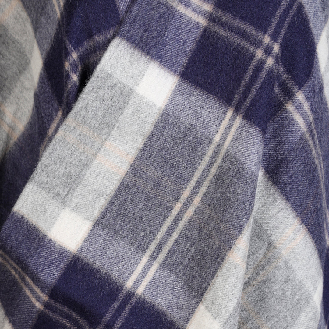 Edinburgh Lambswool Long Tartan Cape - Premium Plaid Wrap - Bannockbane Silver