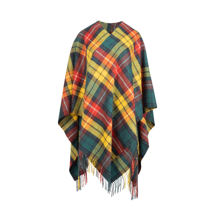 Edinburgh Lambswool Long Tartan Cape - Premium Plaid Wrap - Buchanan Modern