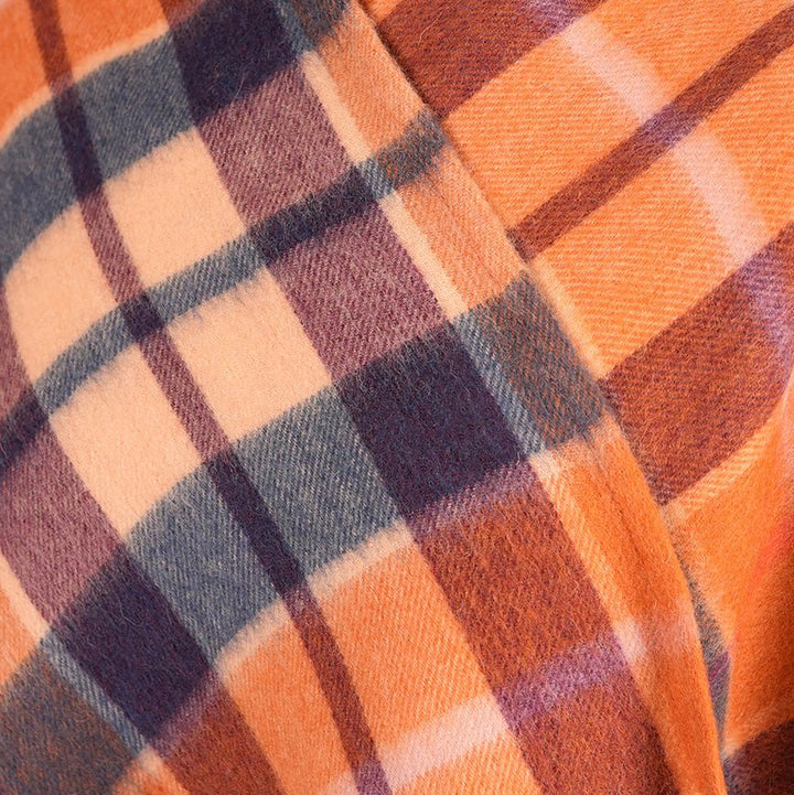 Edinburgh Lambswool Long Tartan Cape – Premium Plaid Wrap - Cragg Check Ginger