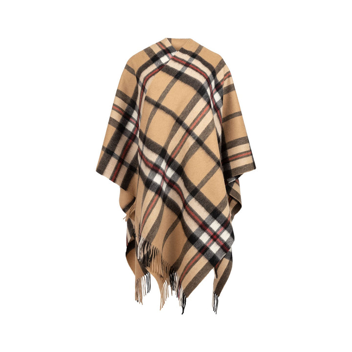 Edinburgh Lambswool Long Tartan Cape - Premium Plaid Wrap - Exploded Thomson Camel