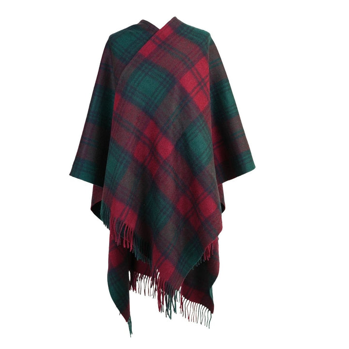 Edinburgh Lambswool Long Tartan Cape - Premium Plaid Wrap - Lindsay