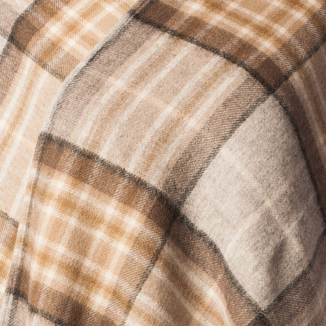 Edinburgh Lambswool Long Tartan Cape - Premium Plaid Wrap - Mackellar Natural