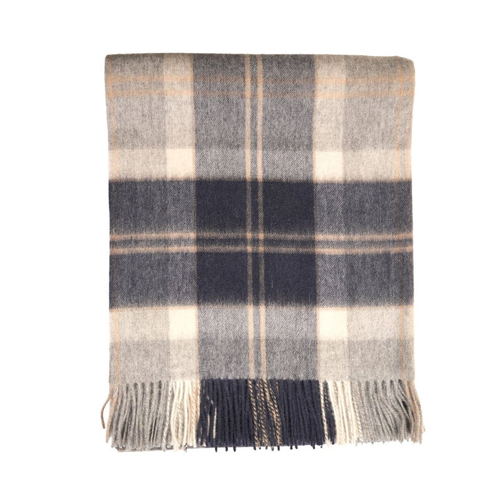 100% Pure Lambswool Blanket Throw – Luxury Soft Warm Wool Blanket - Home Décor - BANNOCKBANE SILVER