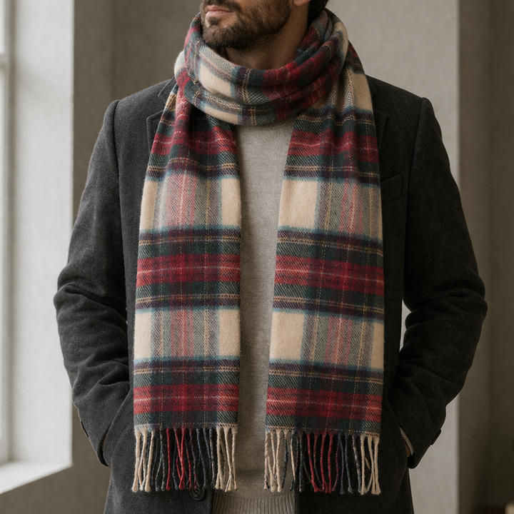 100% Lambswool Scarf – Traditional Tartan &amp; Check Designs - Made in Scotland - Hessian Dress Stewart