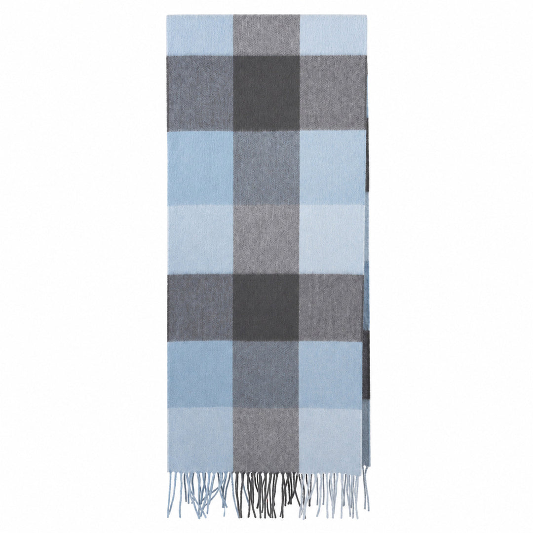 Heritage of Scotland 100% Lambswool Wide Scarf Soft Unisex Winter Wrap - Tartan &amp; Check Designs - 3 SQUARE BLUE