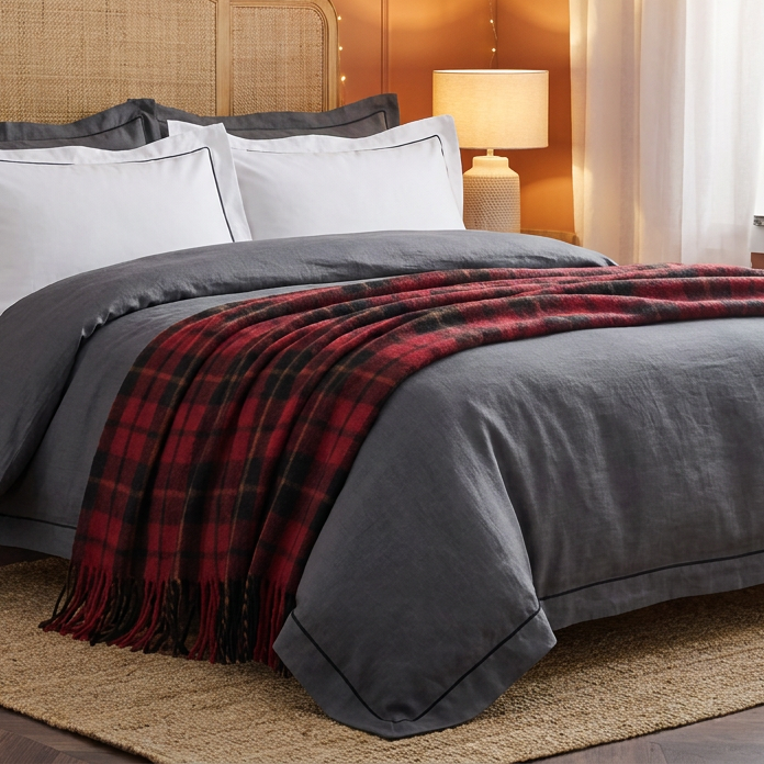 Highland Wool Blend Tartan Blanket Throw – Extra Warm Scottish Wool Blend – WALLACE