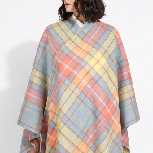 Edinburgh Long Lambswool Tartan Cape – Premium Plaid Wrap - Buchanan Acient