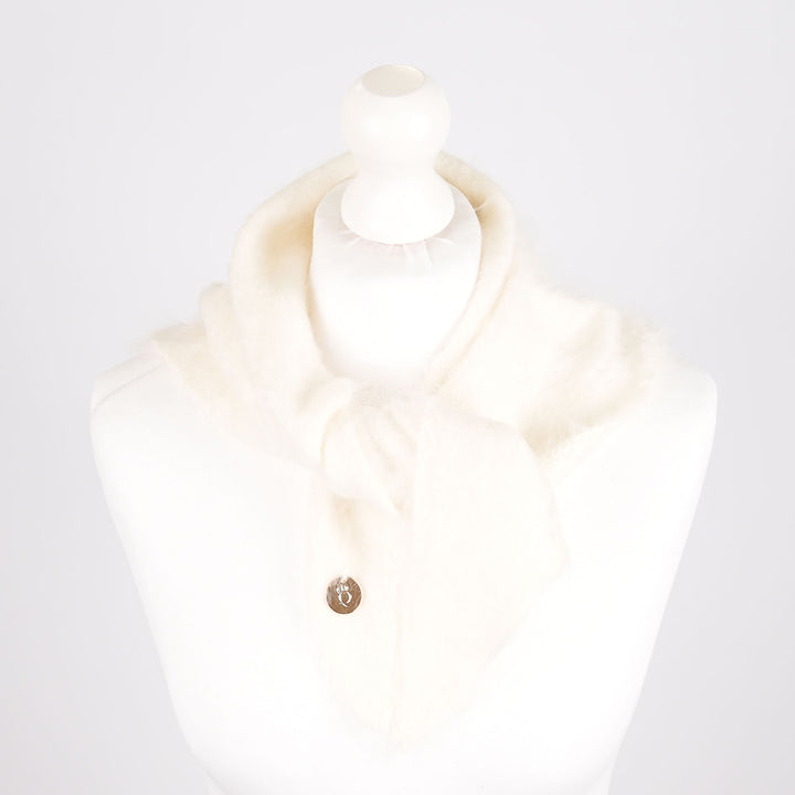 Pure Brushed Luxury Cashmere Triangle Head Scarf - WHITE