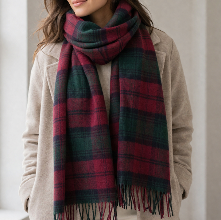 100% Lambswool Scarf – Traditional Tartan &amp; Check Designs - Made in Scotland - Lindsay