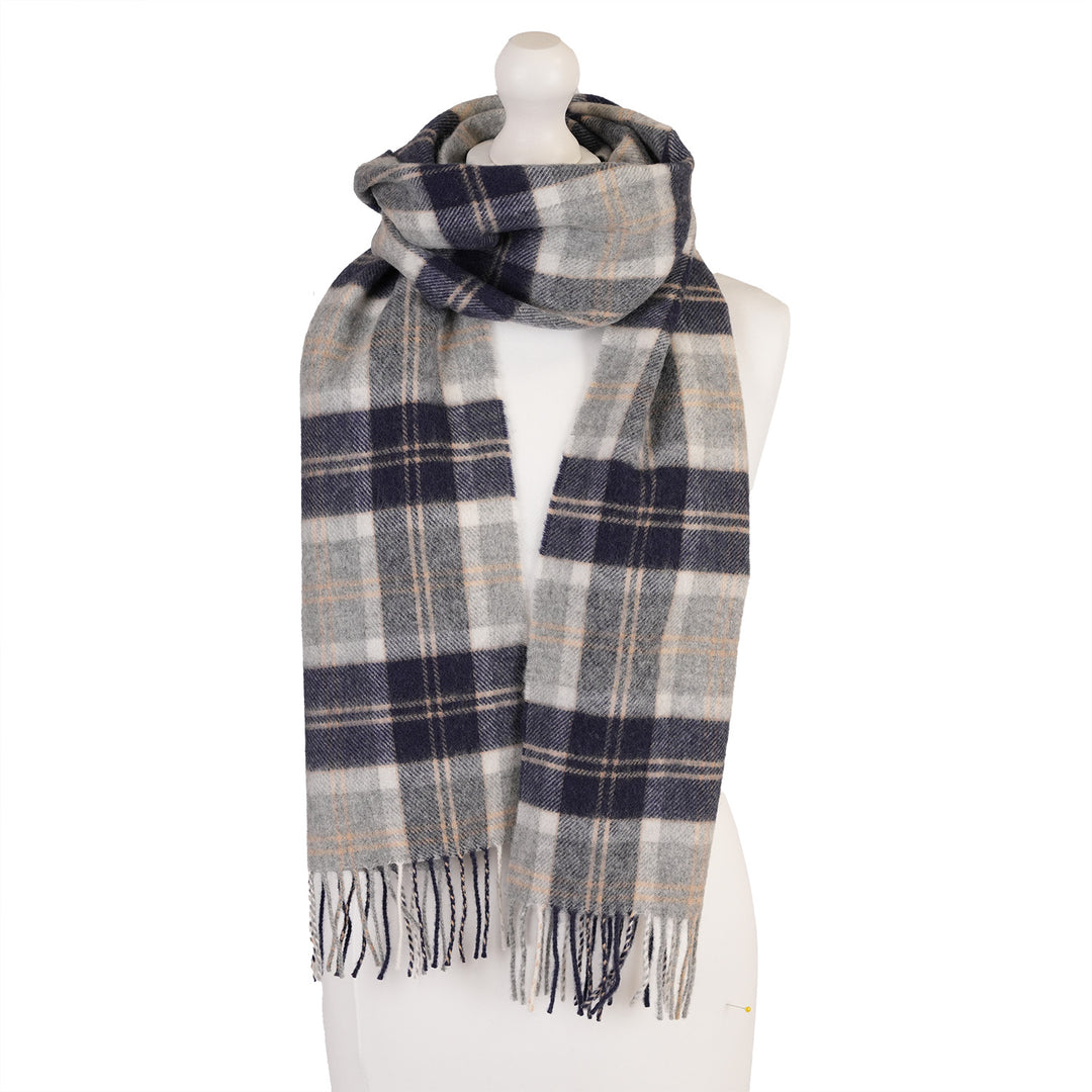 100% Lambswool Scarf – Traditional Tartan &amp; Check Designs - Made in Scotland - Bannockbane Silver