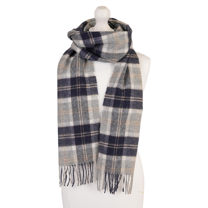 100% Lambswool Scarf – Traditional Tartan &amp; Check Designs - Made in Scotland - Bannockbane Silver