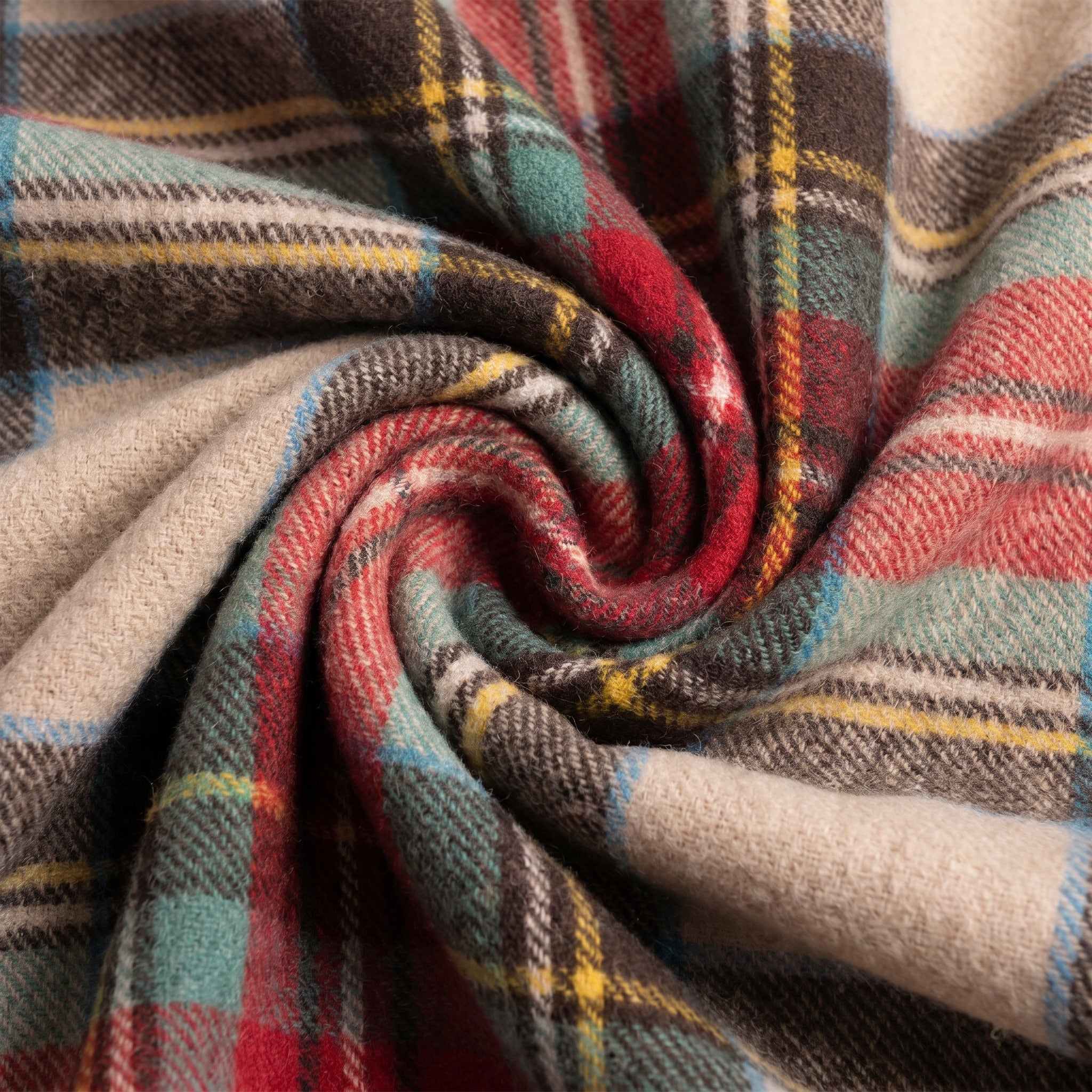 Balmoral Highland Wool Blend Scottish Tartan Blanket Throw - Recycled Wool - STEWART DRESS ANTIQUE