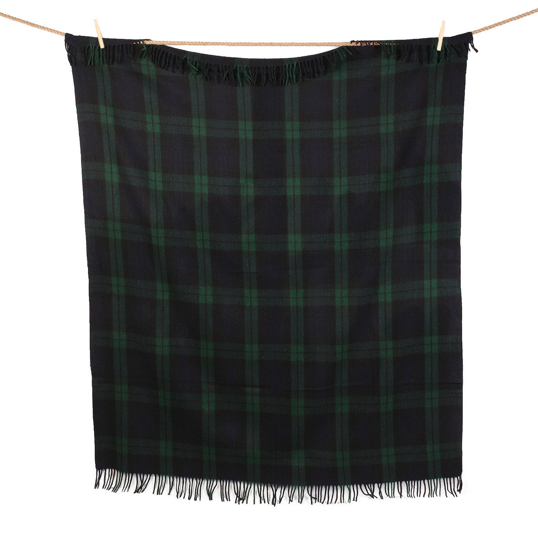 Highland Wool Blend Tartan Blanket Throw – Extra Warm Scottish Wool Blend – BLACK WATCH