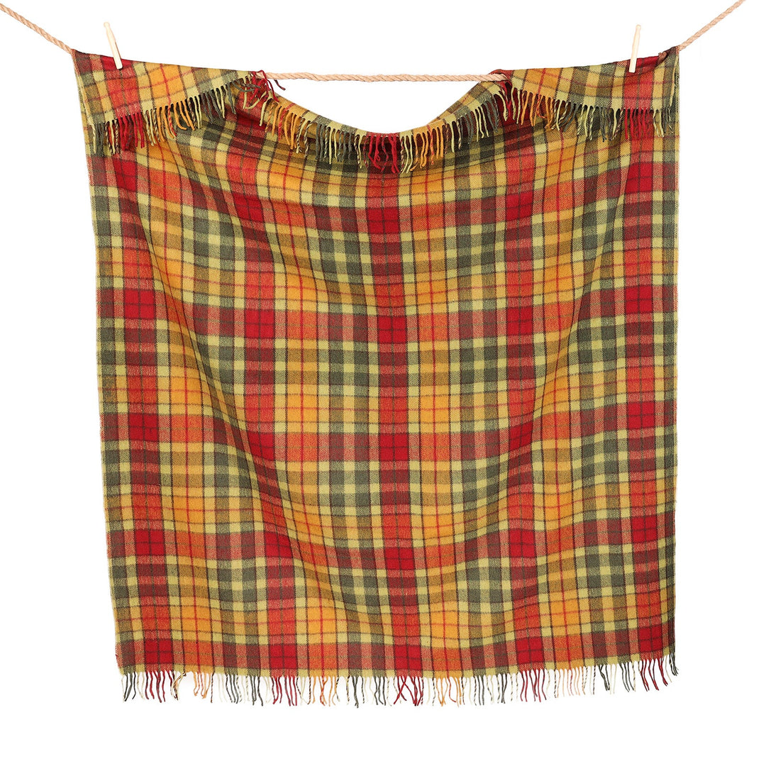 Highland Wool Blend Tartan Blanket Throw – Extra Warm Scottish Wool Blend – BUCHANAN AUTUMN
