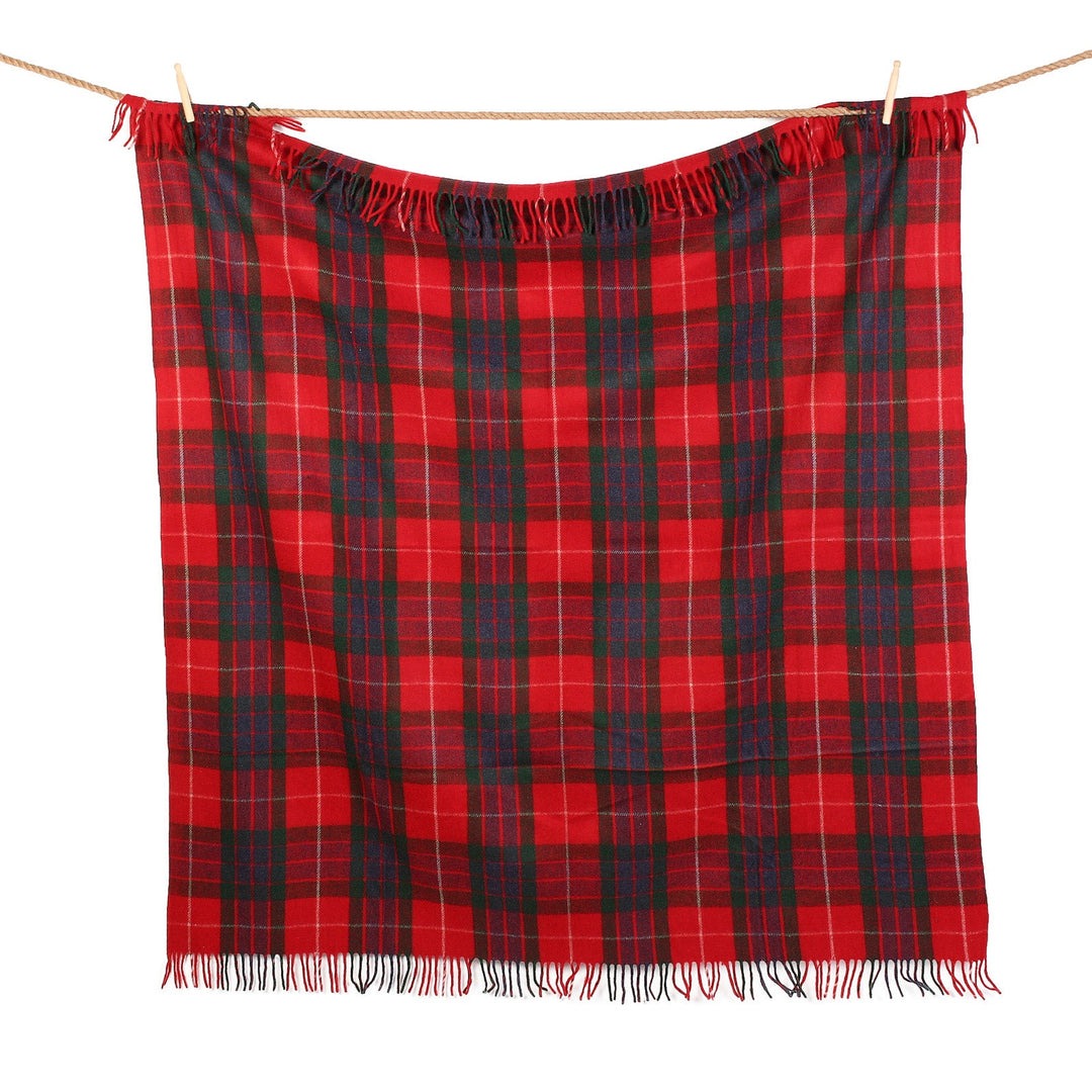 Highland Wool Blend Tartan Blanket Throw – Extra Warm Scottish Wool Blend – FRASER RED
