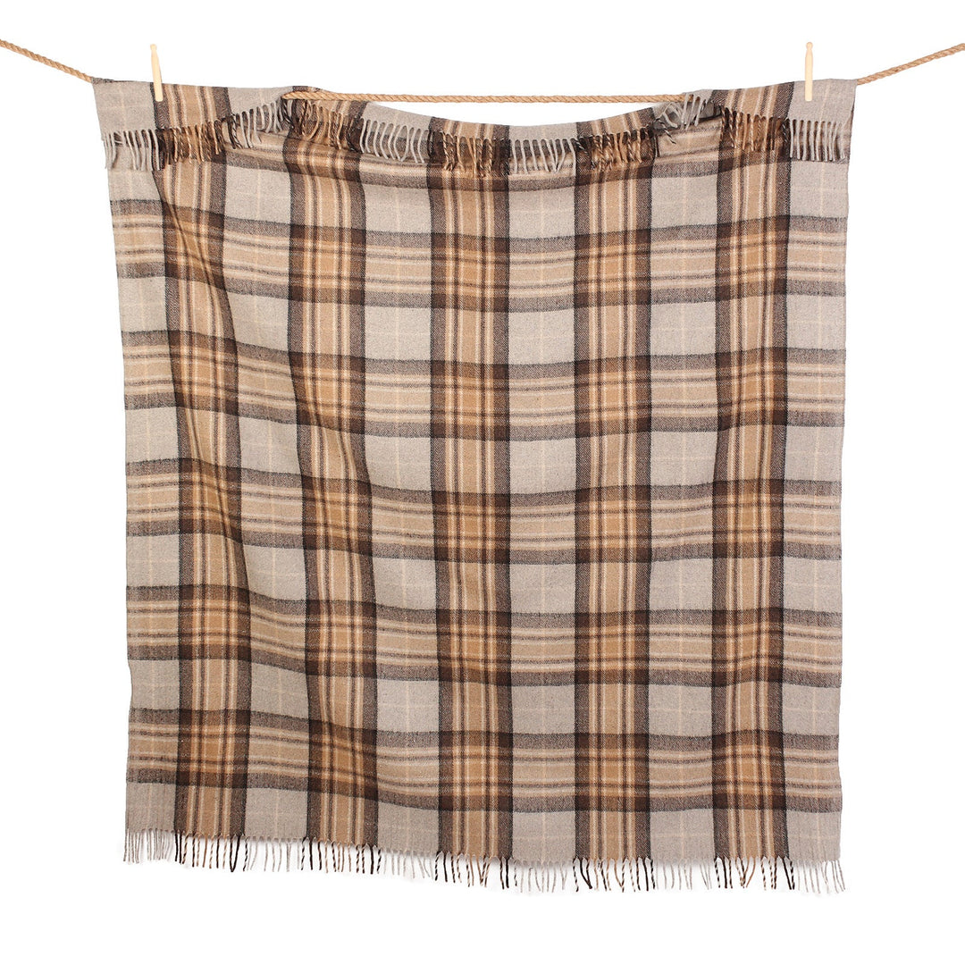 Highland Wool Blend Tartan Blanket Throw – Extra Warm Scottish Wool Blend – MACKELLAR NATURAL