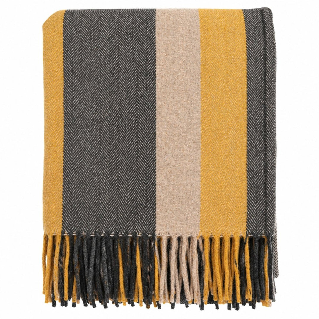 Stripe Herringbone Wool Blanket - Natural Taupe