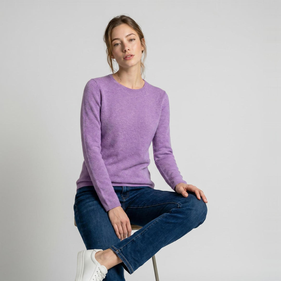 Dunedin Cashmere 100% Cashmere Crew Neck Jumper - Heather