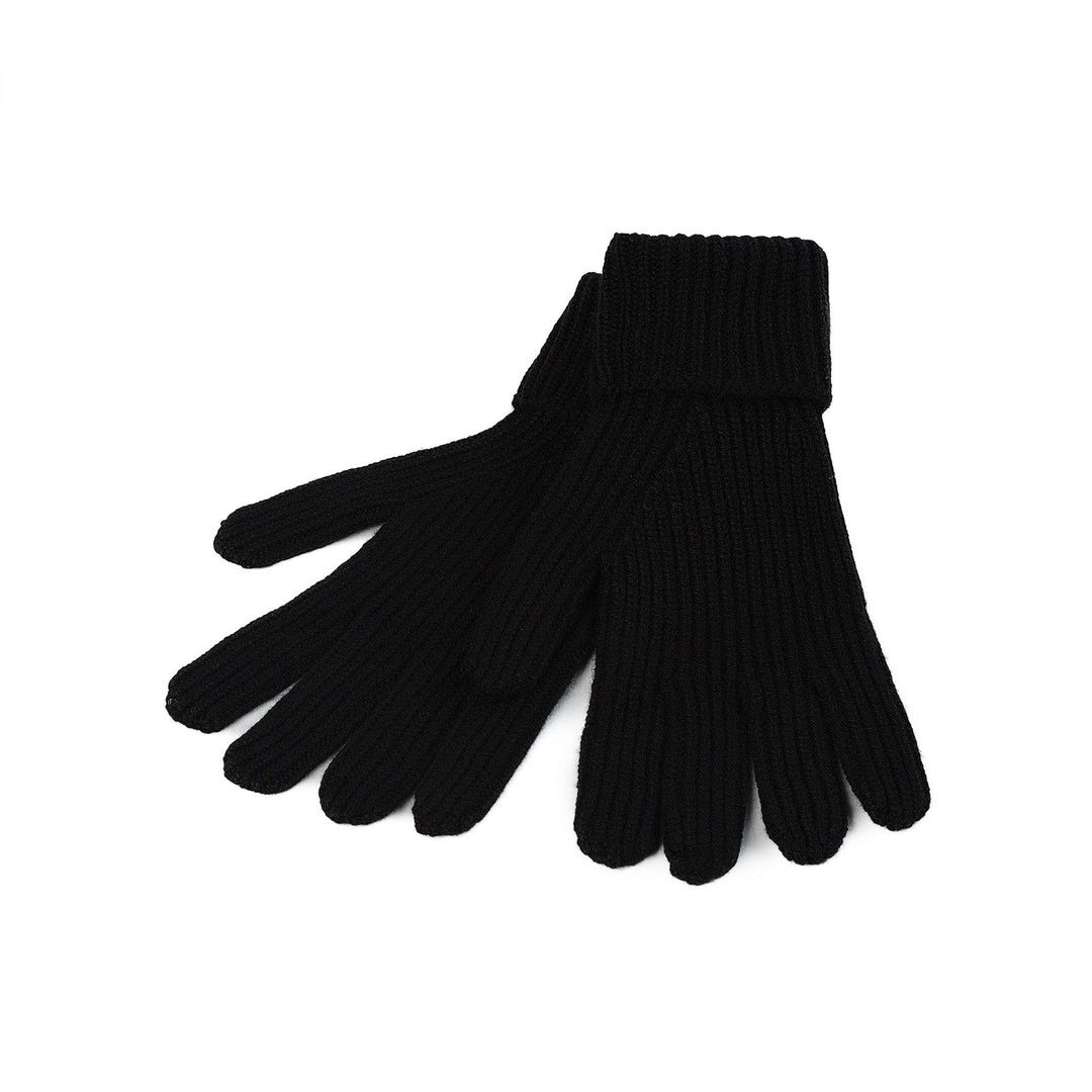 100% Cashmere Gents Rib Glove Black - Dunedin Cashmere