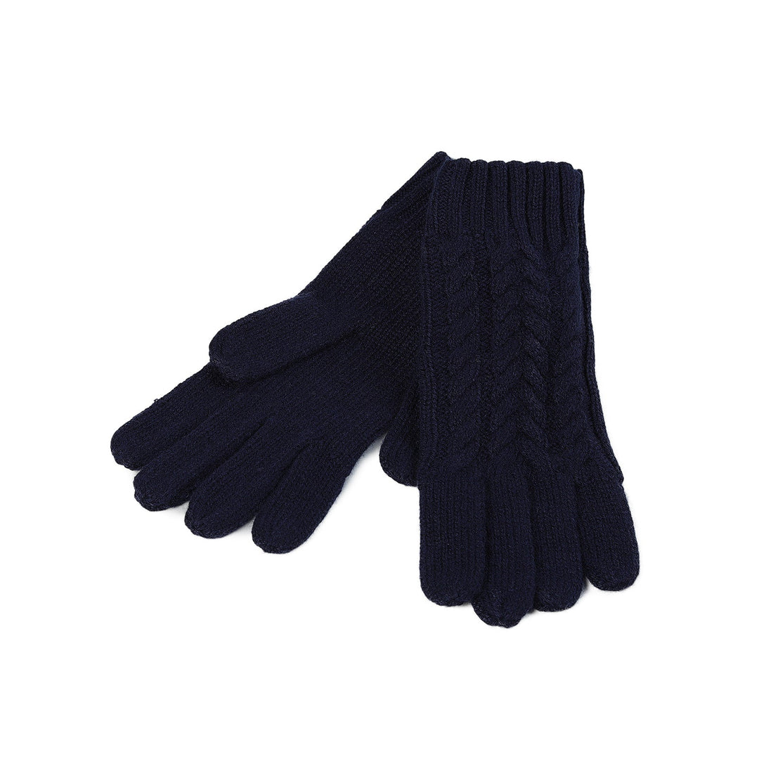 100% Cashmere Ladies Cable Glove Navy - Dunedin Cashmere