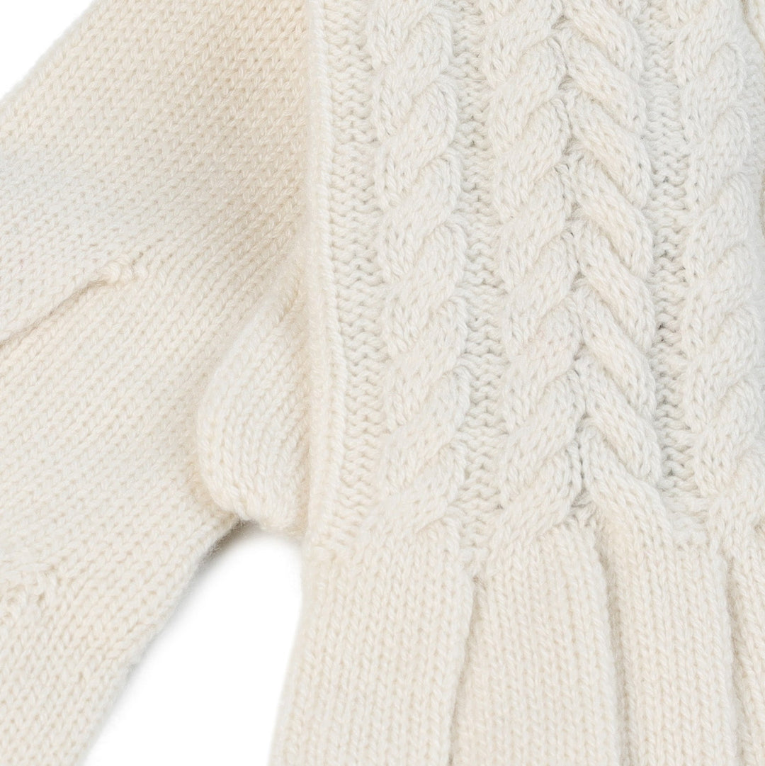 100% Cashmere Ladies Cable Glove White - Dunedin Cashmere