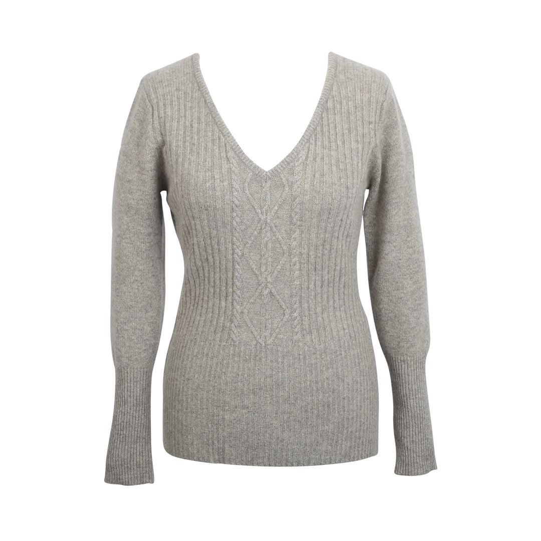 Women's Cashmere Cable Jumper Silver Grey