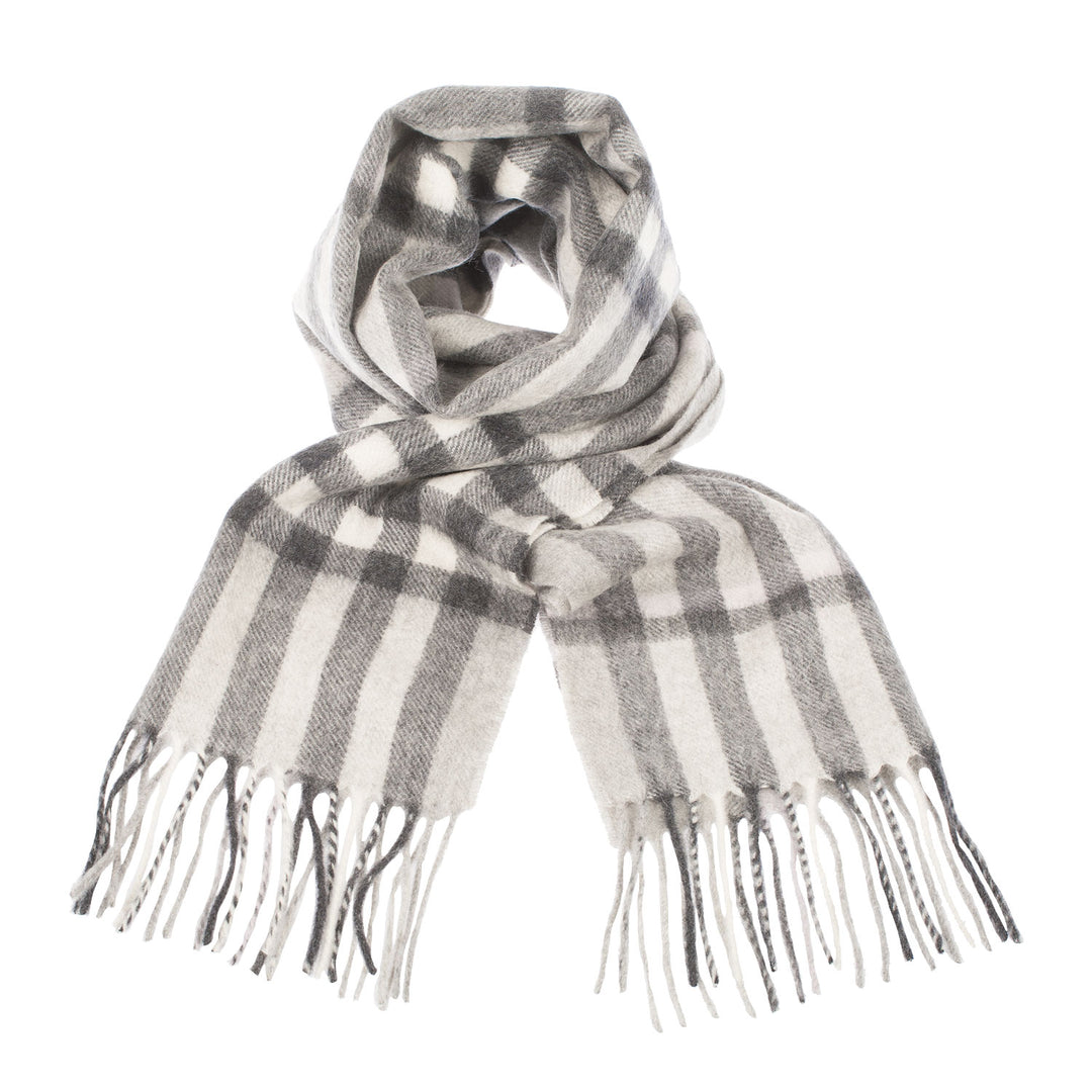 Edinburgh Cashmere Scarf CHEQUER TARTAN CHARCOAL/LIGHT GREY