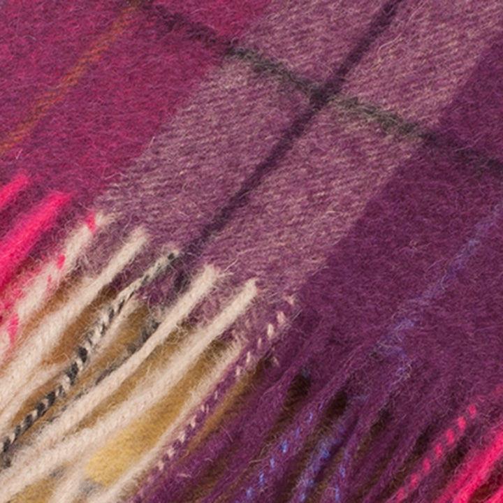 Edinburgh 100% Lambswool Scarf  Multi Windowpane - Ginger/Plum