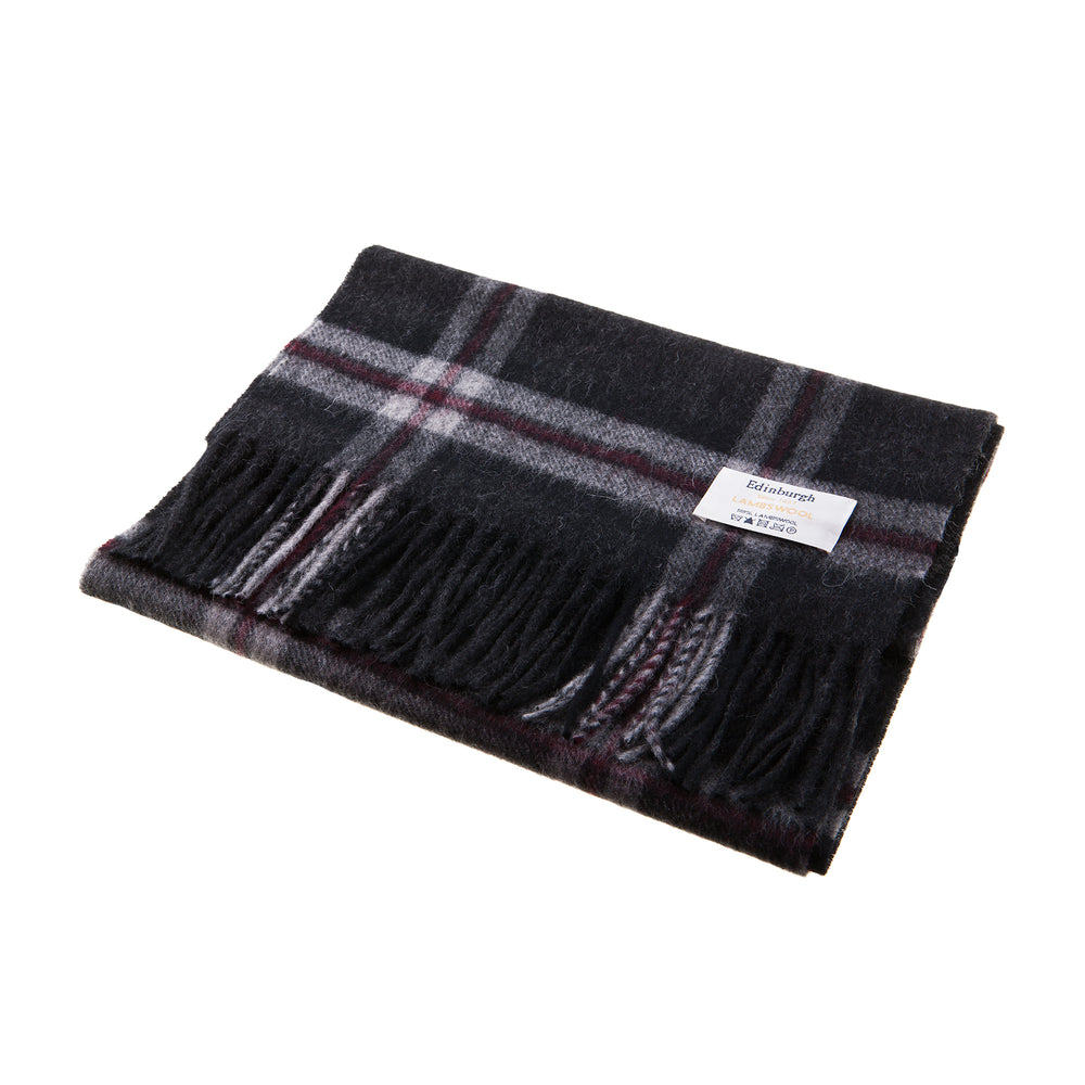 Edinburgh 100% Lambswool Scarf THOMSON CHARCOAL Dunedin Cashmere