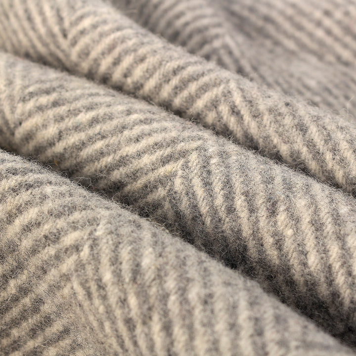 Highland Wool Blend Herringbone Blanket Grey Medium