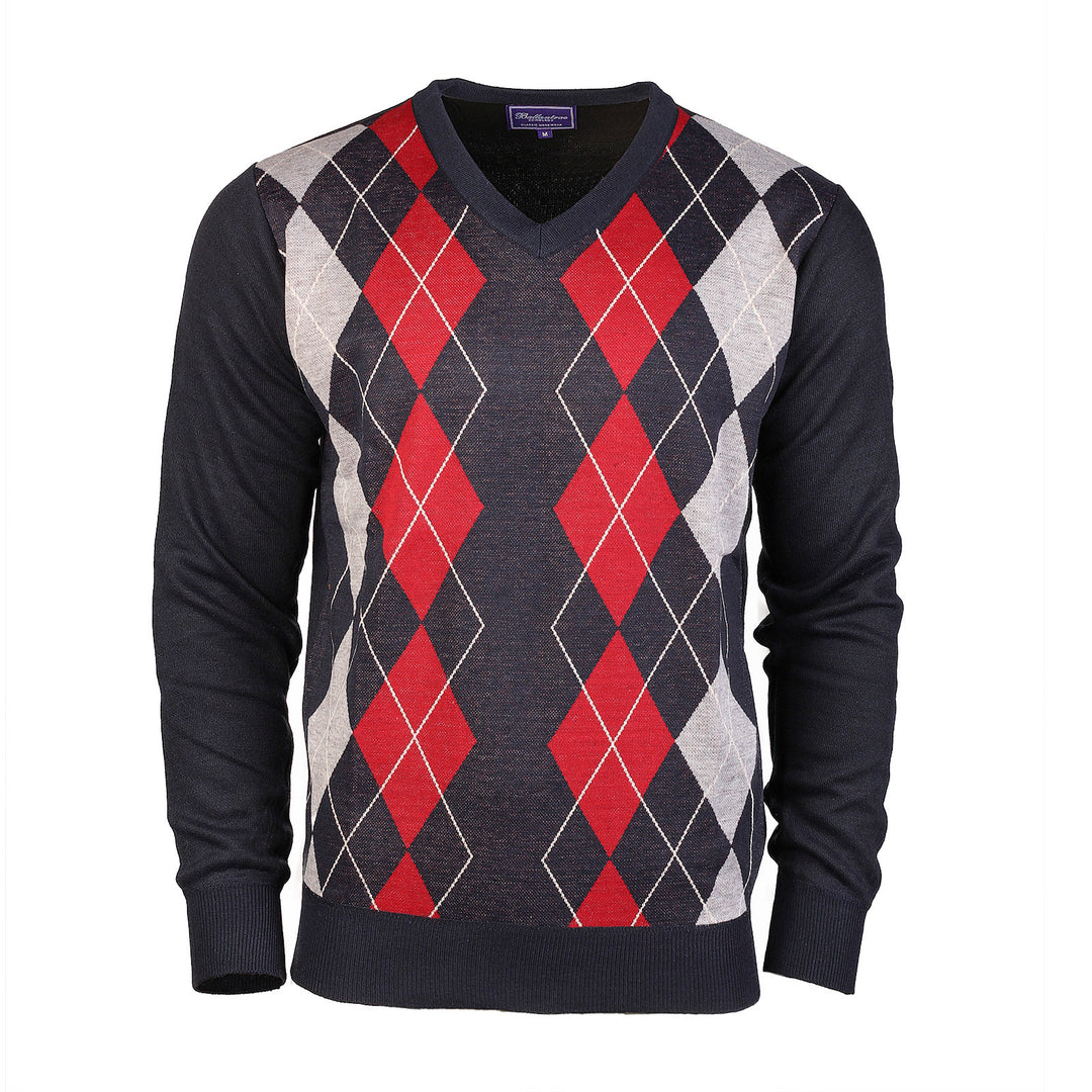 Men's Argyle Ballantrae Jumper NAVY Dunedin Cashmere