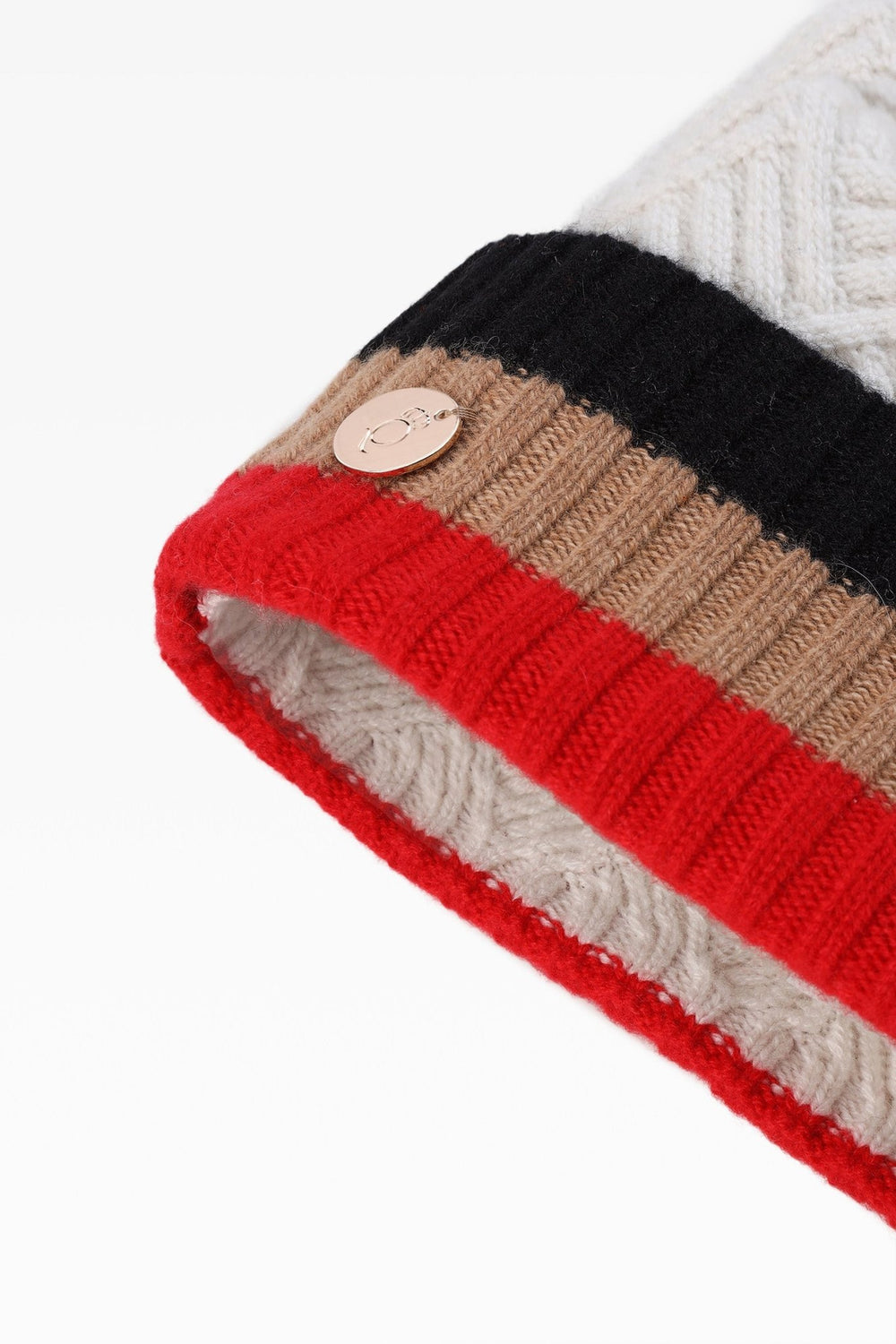 Andie Stripe Pom Hat - Faux Fur - Dunedin Cashmere