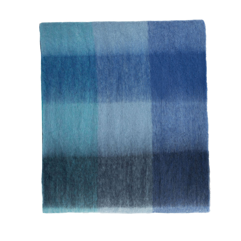 Blanket Scarf Bright Blue Check - Dunedin Cashmere
