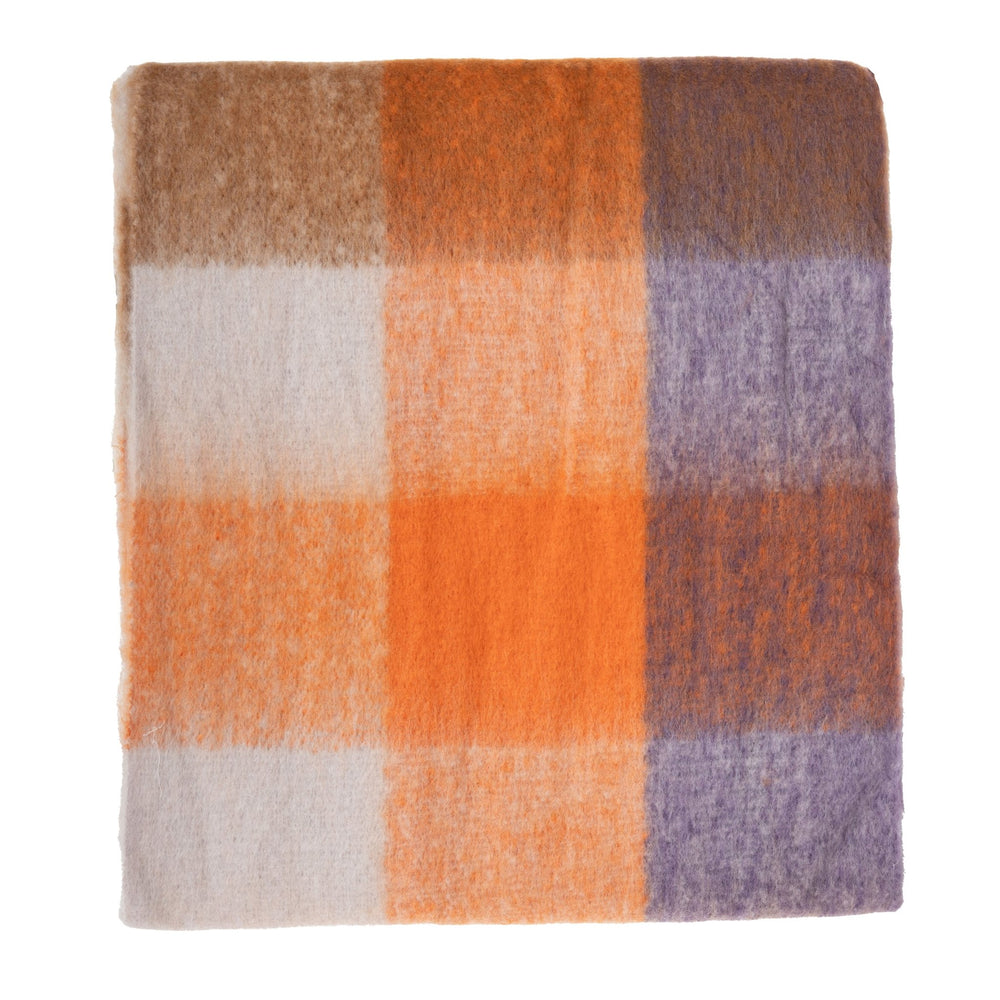 Blanket Scarf Orange Check - Dunedin Cashmere