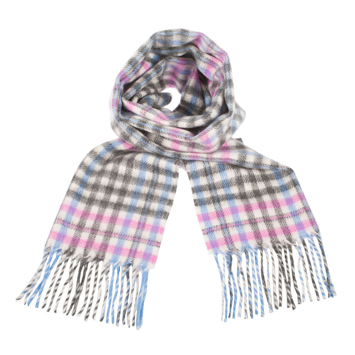Cashmere Large Houndstooth Check Scarf White - Dunedin Cashmere