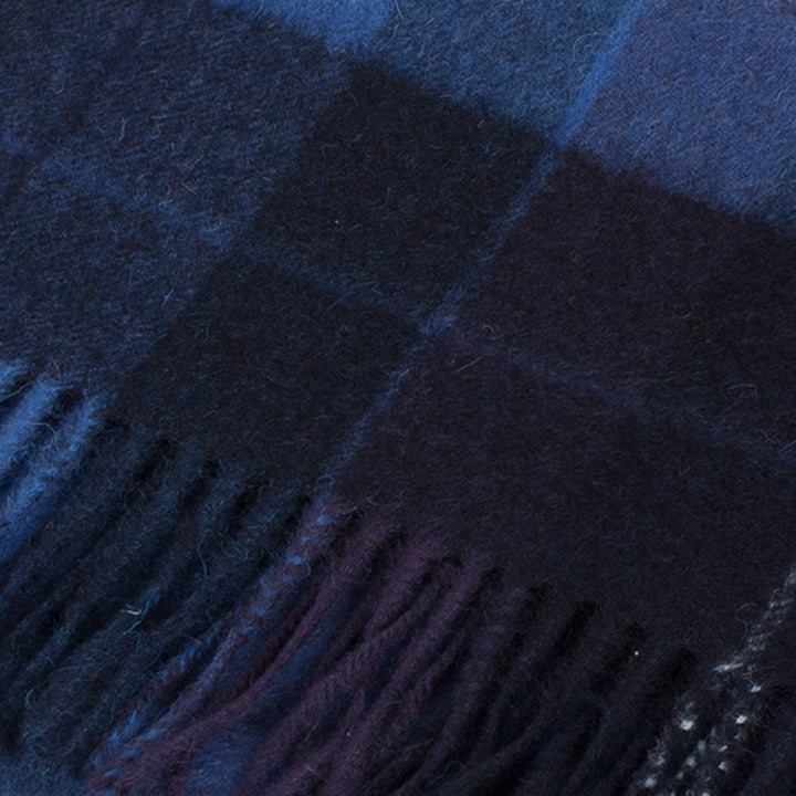 Edinburgh 100% Lambswool Scarf Mixed Check - Blue - Dunedin Cashmere