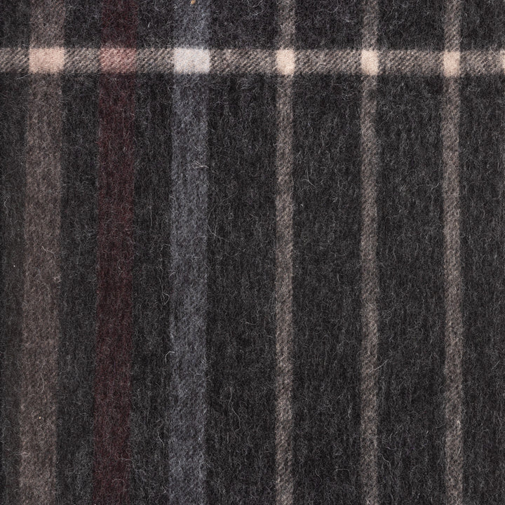 Edinburgh 100% Lambswool Scarf Oversized Check Taupe - Dunedin Cashmere