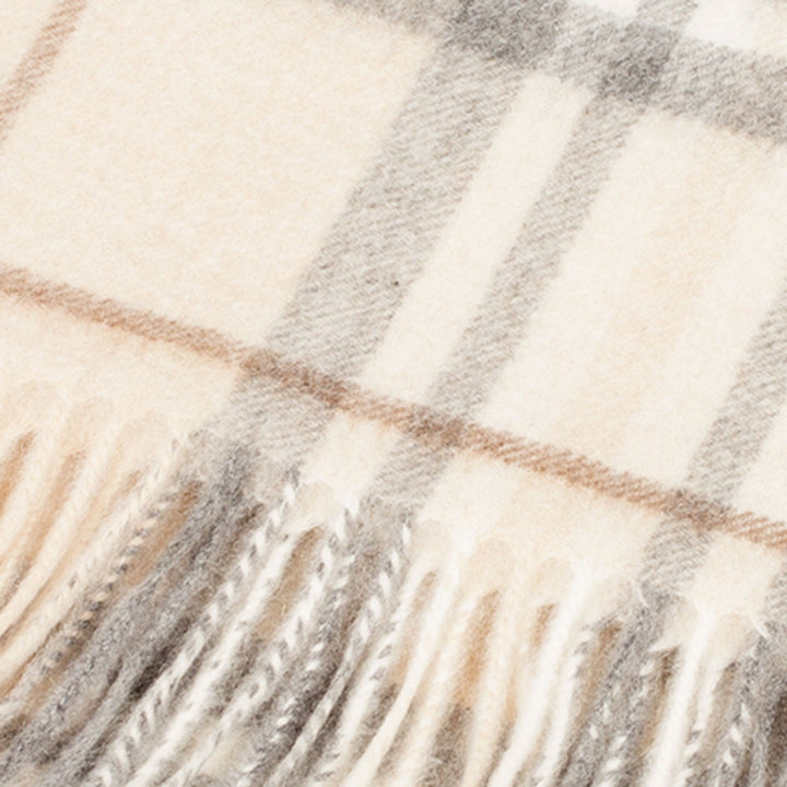 Edinburgh Cashmere Scarf Highlight Check - Olive/Brown/Oyster - Dunedin Cashmere