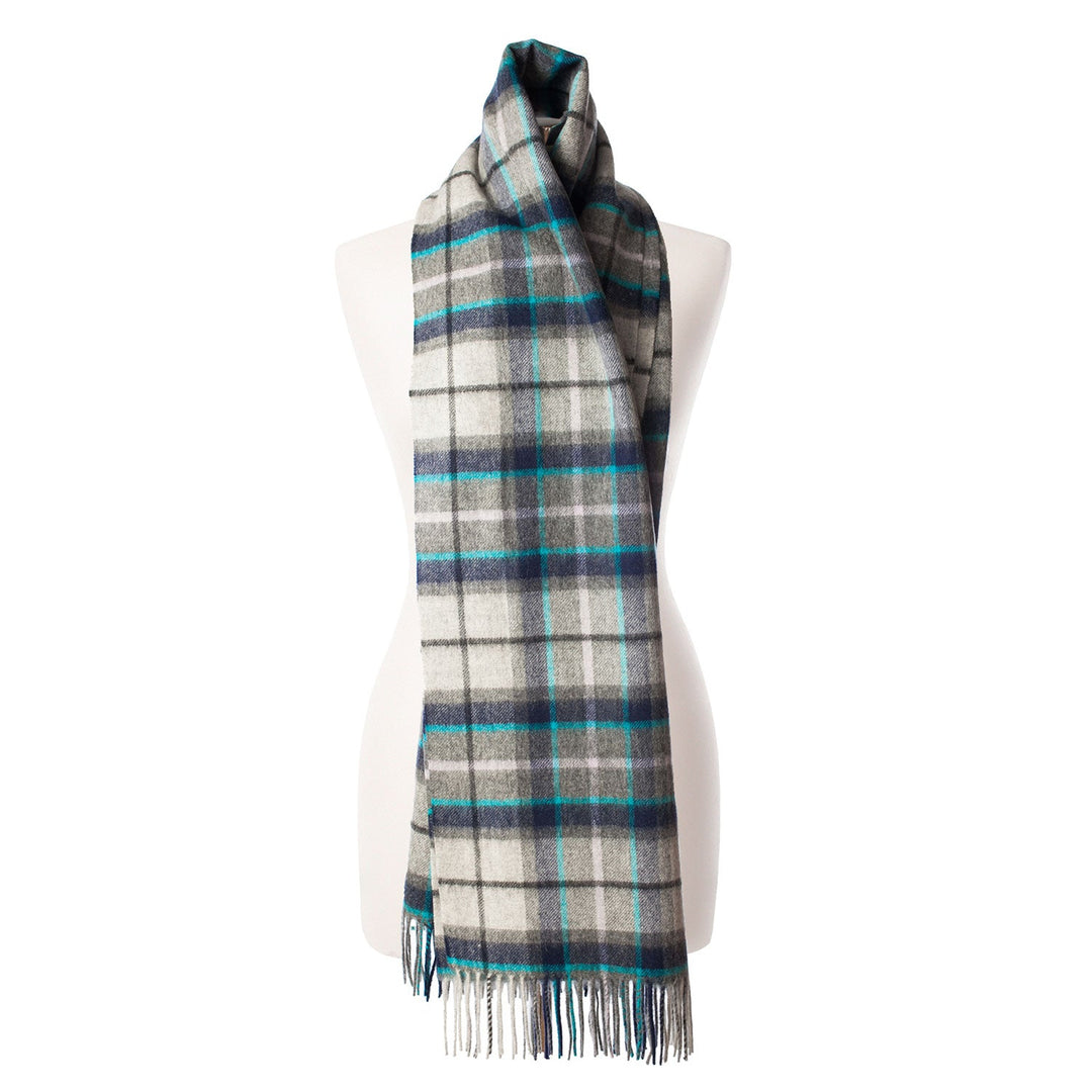 Edinburgh Lambswool Stole Tweed Tartan Dover/Grey Check - Dunedin Cashmere