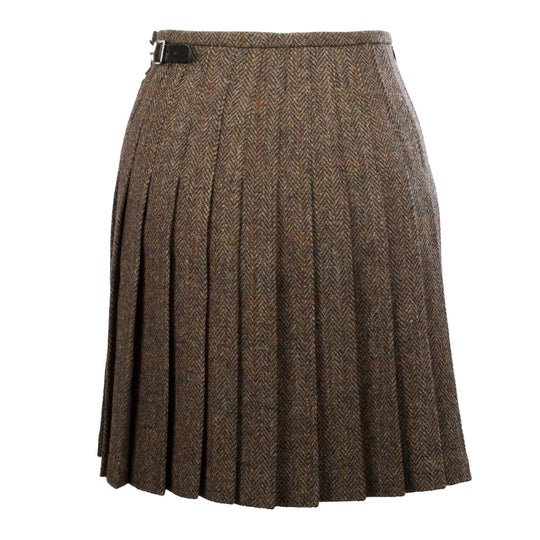 Harris Tweed Ladies Bronwyn Wool Skirt Brown | Dunedin Cashmere