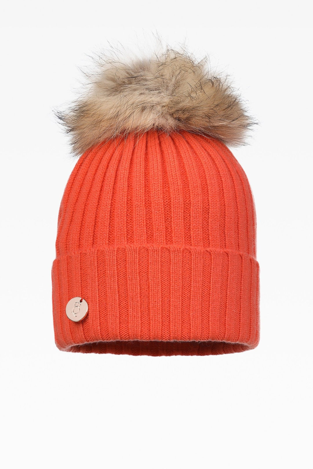 Hayley Rib Pom Pom Hat - Real Fur - Dunedin Cashmere
