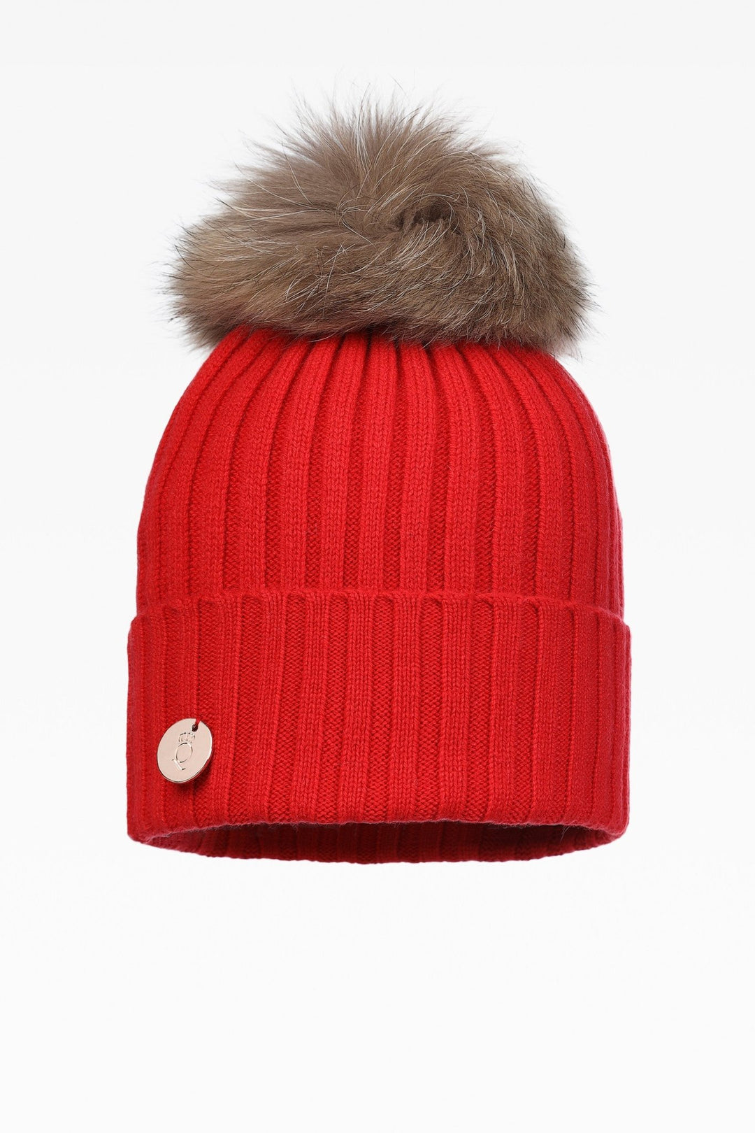 Hayley Rib Pom Pom Hat - Real Fur - Dunedin Cashmere